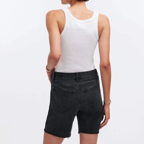 Madewell Long Denim Shorts- Black Bermuda Denim Shorts- Size 27 - Picture 4 of 13